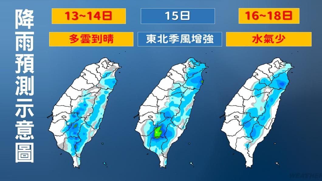 15日開始東北季風增強。（圖／TVBS）