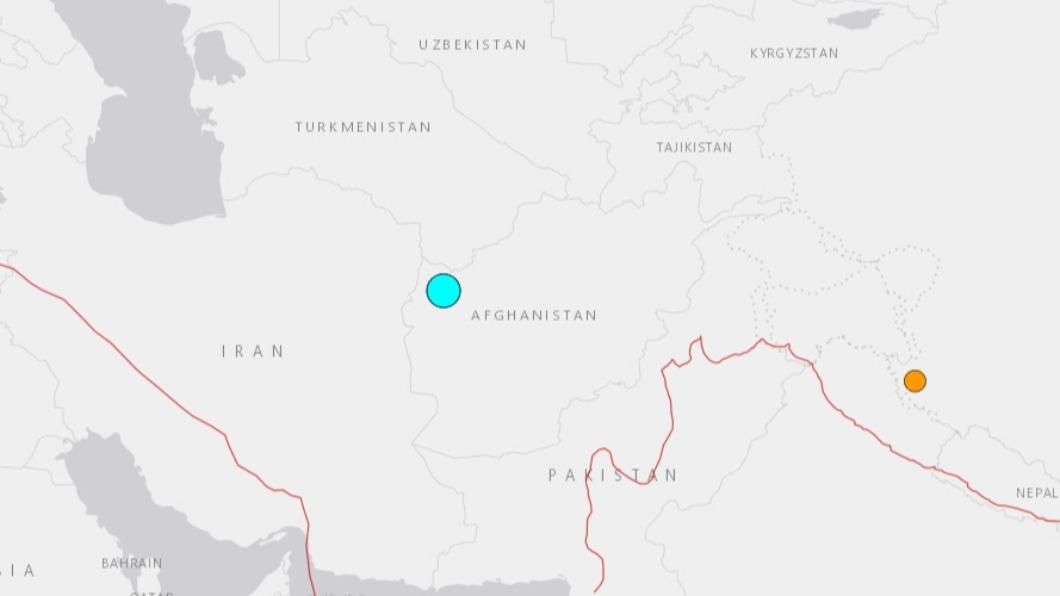 阿富汗15日發生規模6.4強震。（圖／翻攝USGS）