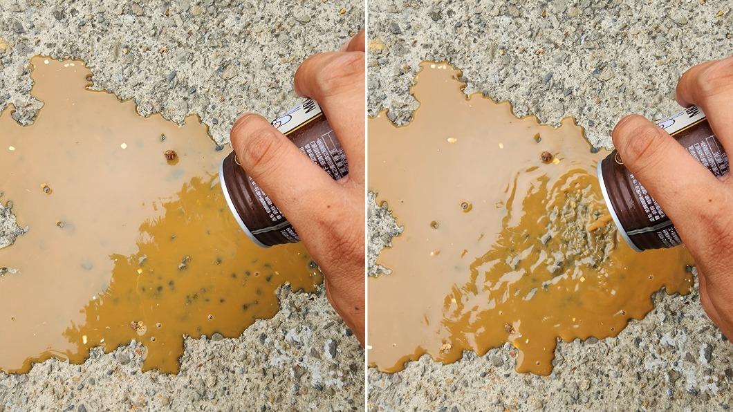 白色塊狀漂浮物是奶精沉澱。（圖／翻攝自爆怨公社臉書）