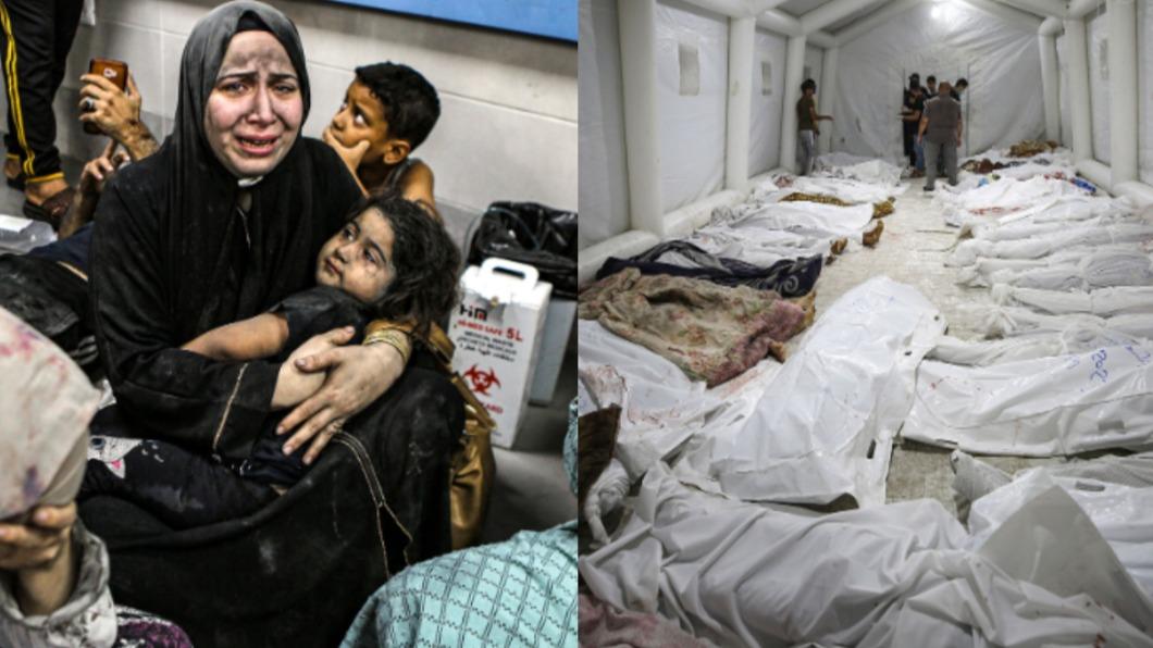加薩阿里阿拉伯醫院（Al-Ahli al-Arabi Hospital）17日遭空襲，釀500人亡。（圖／翻攝自《CNN》）