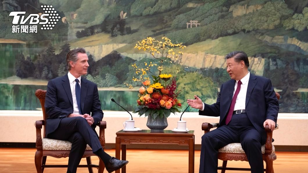 加州州長紐松訪問中國，25日會晤中國國家主席習近平。（圖／達志影像美聯社）