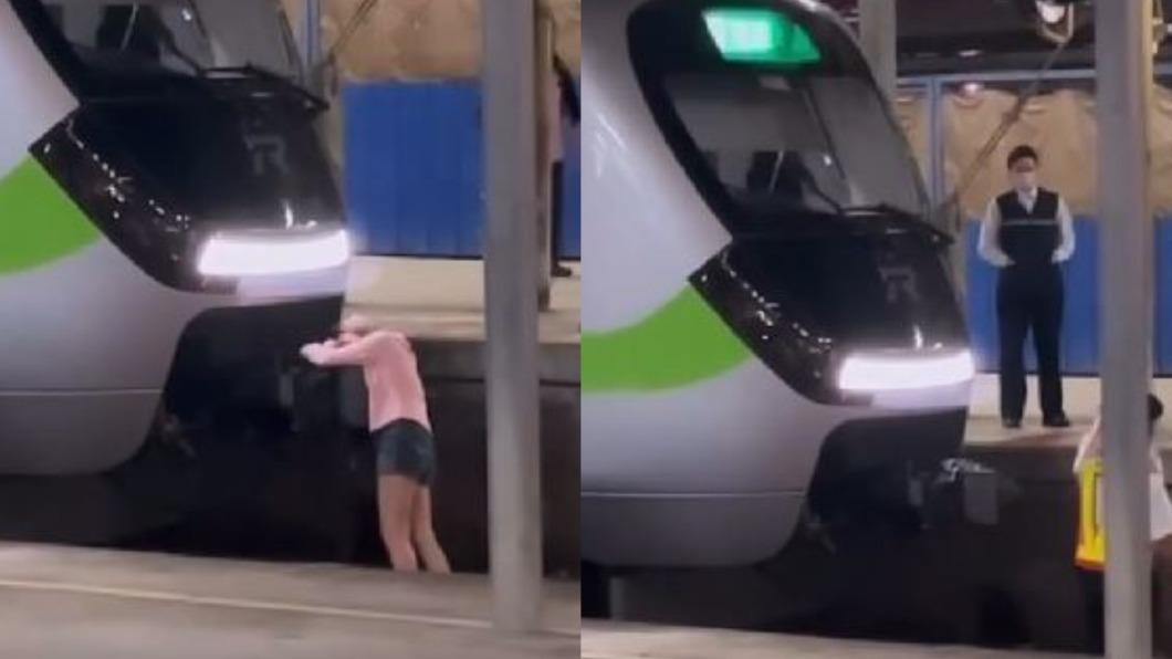 桃園中壢有一名女子闖入鐵軌「擋火車」，台鐵局後續將對此開罰。（圖／TVBS）