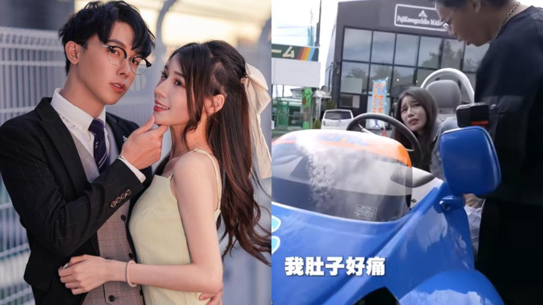 酷炫女友在日本駕車自撞，酷炫急忙上前關心。（圖／翻攝自酷炫IG、酷炫老師YT頻道）