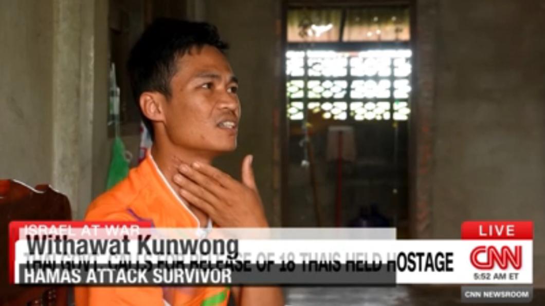 30歲泰籍移工威薩瓦遭到哈瑪斯攻擊，險些喪命。（圖／翻攝自CNN）