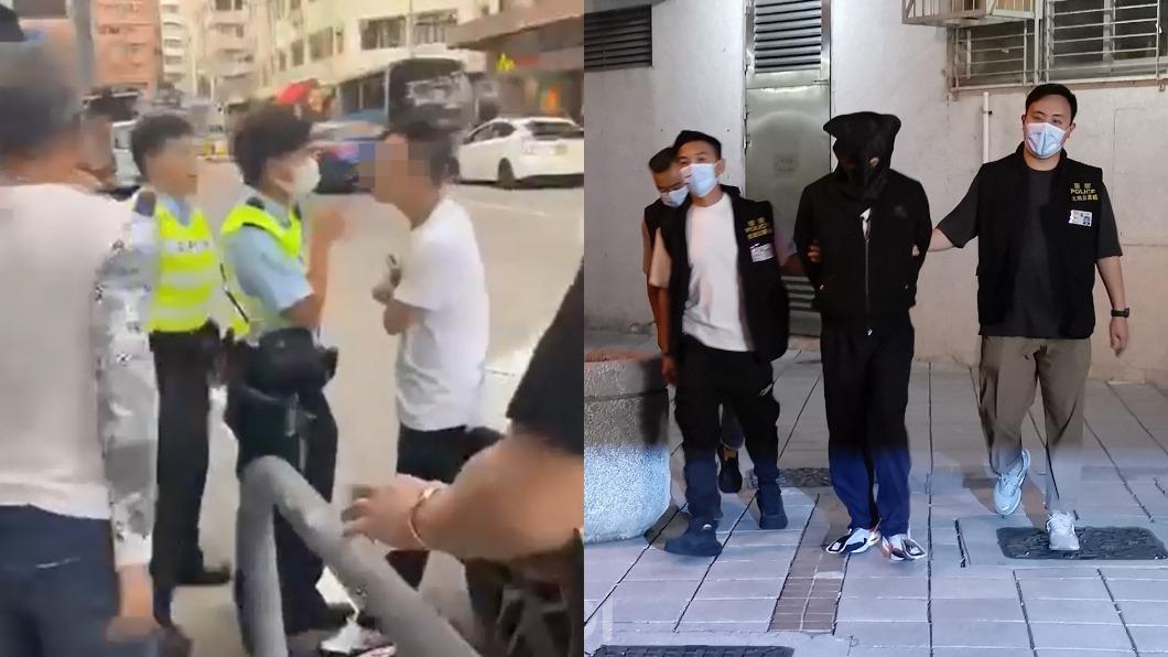 男子不滿被開罰單辱駡警察，最終以妨害公務被捕。（圖／翻攝自網路、香港01）
