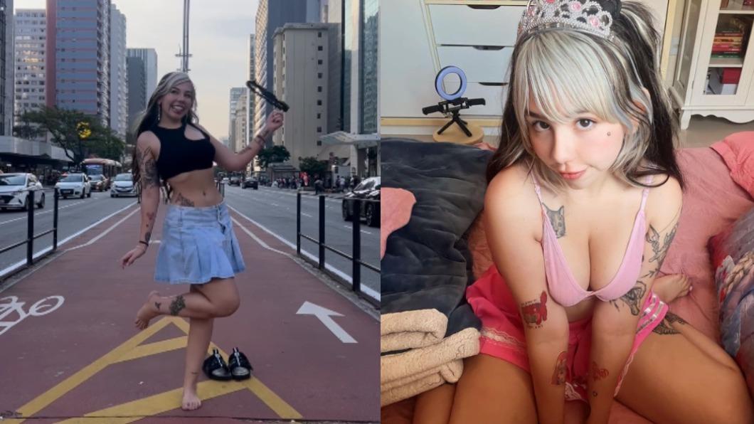 姬妮成為了寵粉，在聖保羅街頭直接「脫掉丁字褲」拍片。（圖 / 翻攝自@kinechan_link IG）