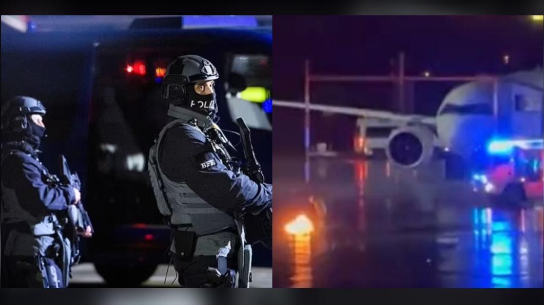 35歲男闖漢堡機場（Hamburg airport）停機坪扔燃燒彈，特種部隊已進駐。（圖／翻攝自《每日郵報》）