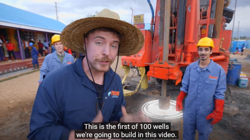 超級網紅MrBeast發起在非洲挖100座水井的新挑戰。（圖／翻攝自MrBeast 頻道）