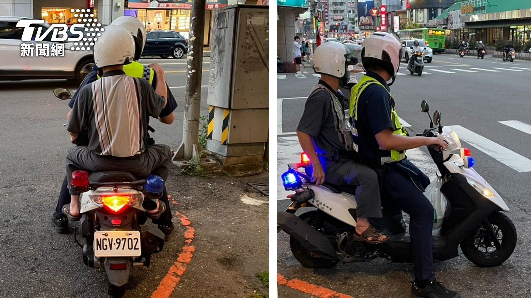 員警慢慢載老翁回家。（圖／TVBS）