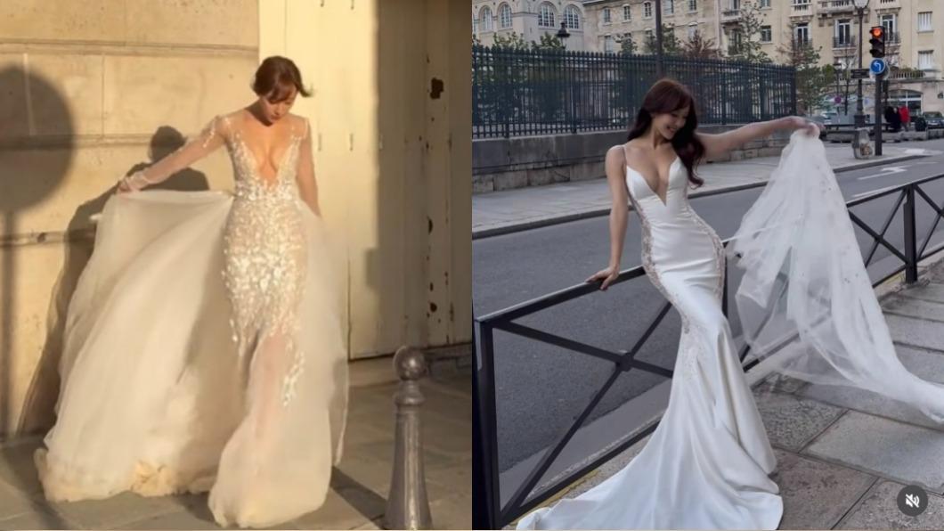 陳靜在巴黎街頭拍婚紗照。（圖／翻攝自陳靜IG）