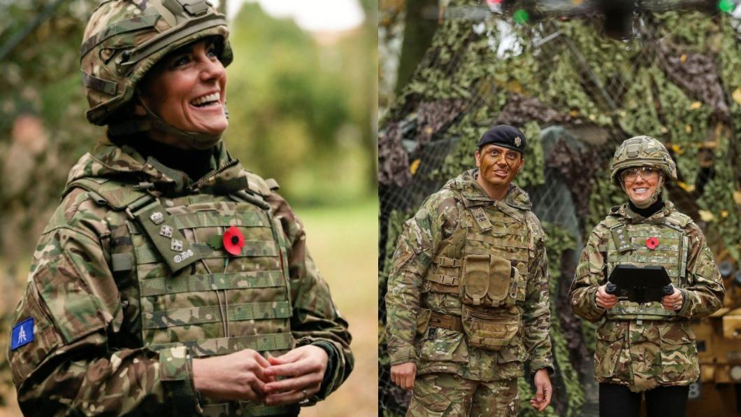 凱特王妃前往英國陸軍第一女王龍騎兵衛隊視察。（圖／翻攝自X@simonmogir6691、RoyallyBelle_）