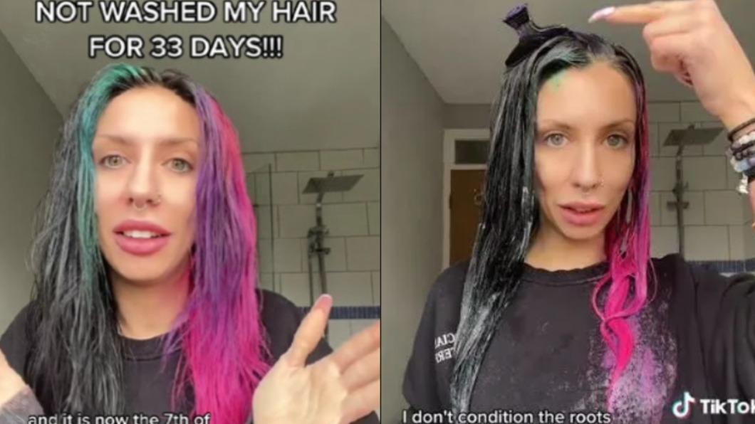 網友提倡避免頻繁洗頭，讓頭髮恢復健康。（圖／翻攝自TikTok@cherries_87）