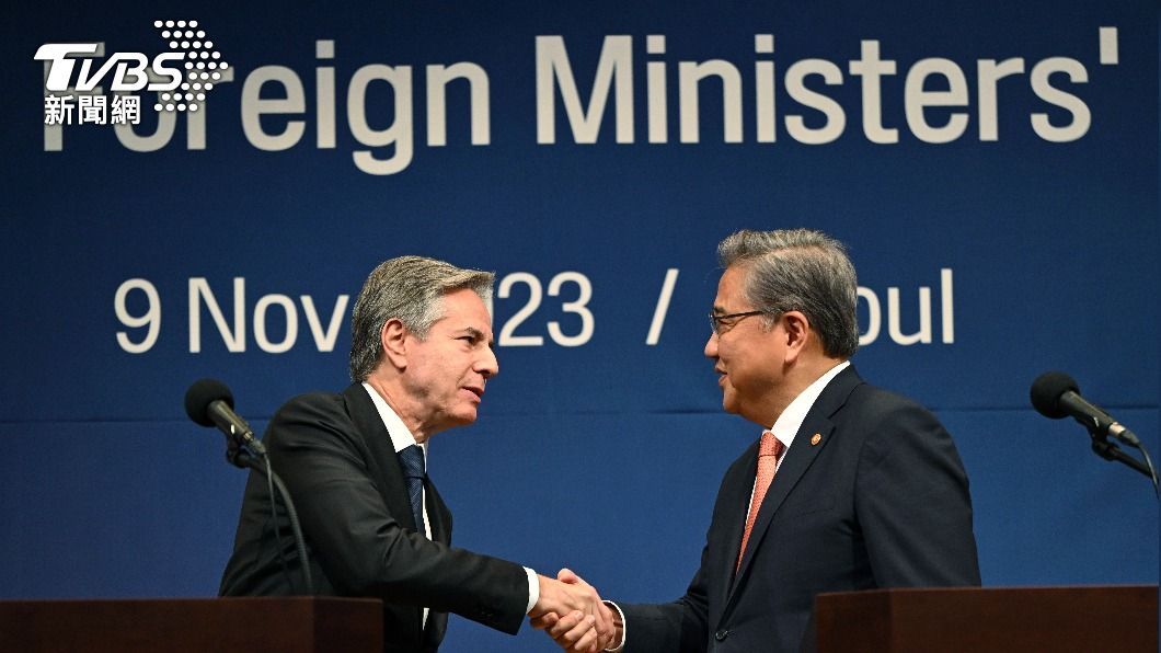 美國國務卿與南韓外交部長朴振進行會談。（圖／達志影像美聯社）