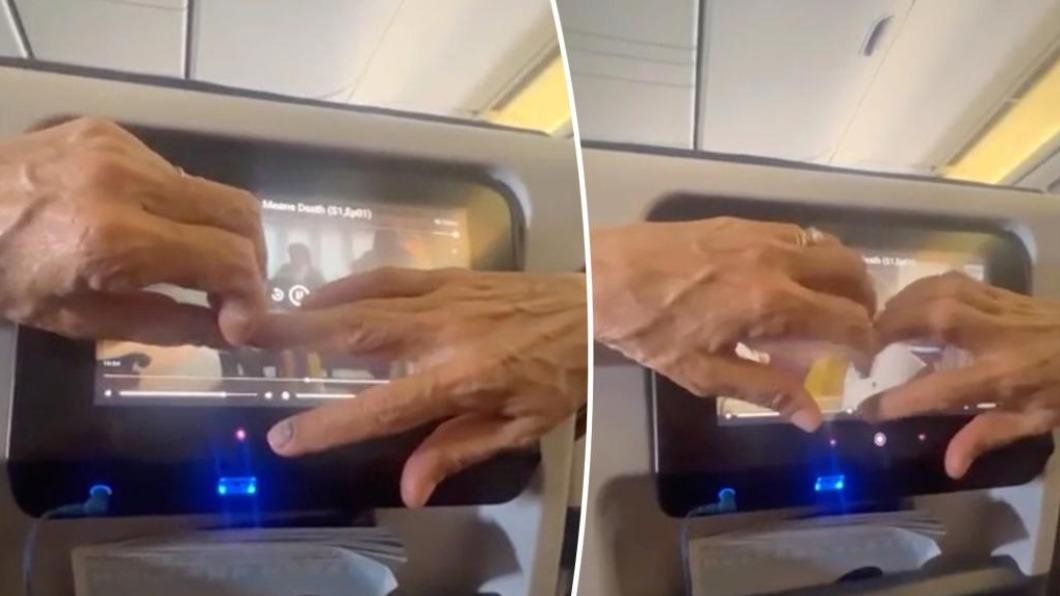 有網友分享親戚搭飛機時遇到前方乘客伸手擋螢幕的狀況。（圖／翻攝自X@nypost）