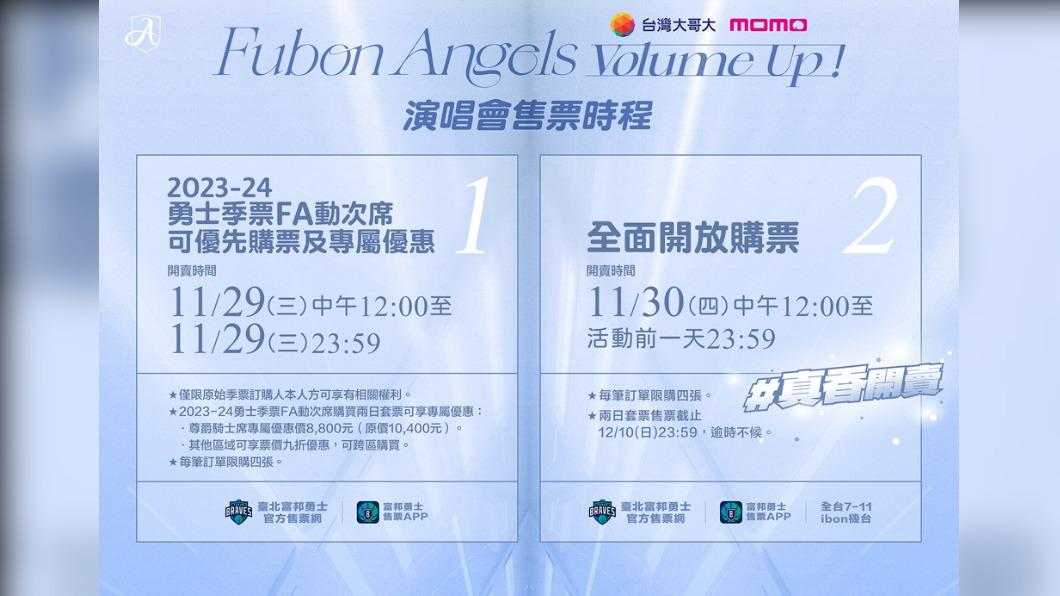 Fubon Angels演唱會售票時程。(圖/富邦育樂演藝事業部提供)