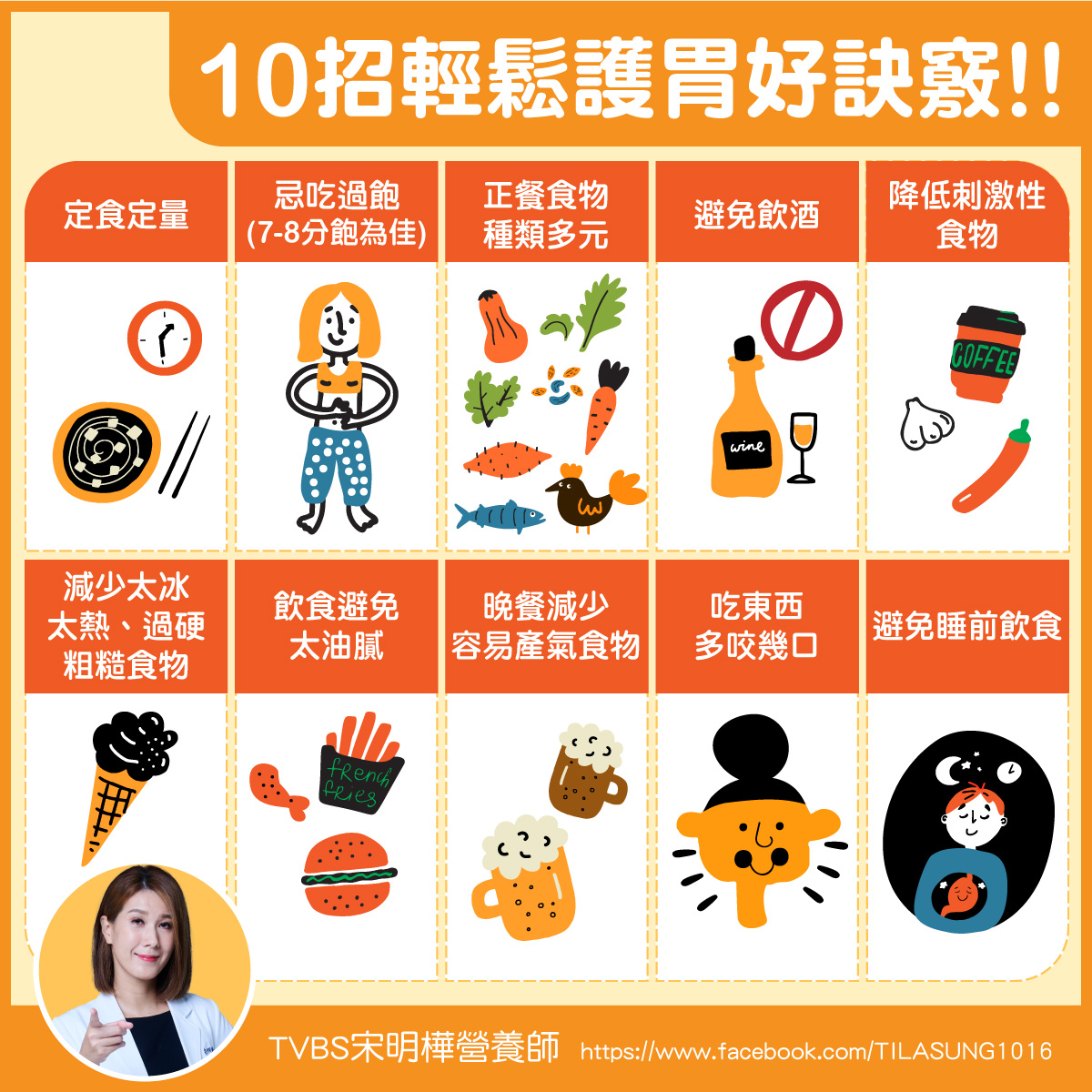 營養師分享10招輕鬆護胃好訣竅。（圖／翻攝自宋明樺營養師 生活。分享。雜記。臉書）