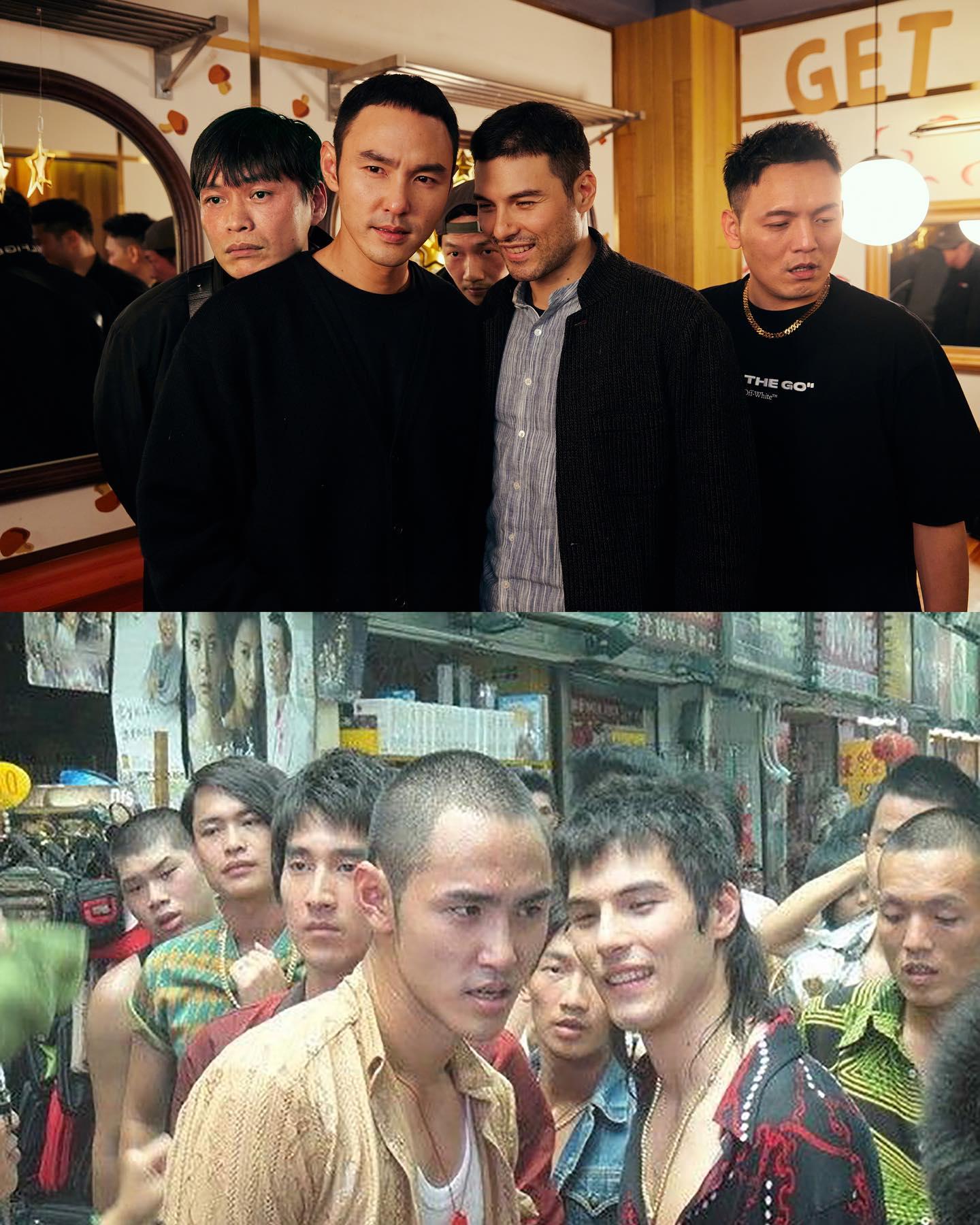 五人神還原當時《艋舺》中的經典畫面。(圖/翻攝自黃鐙輝臉書)