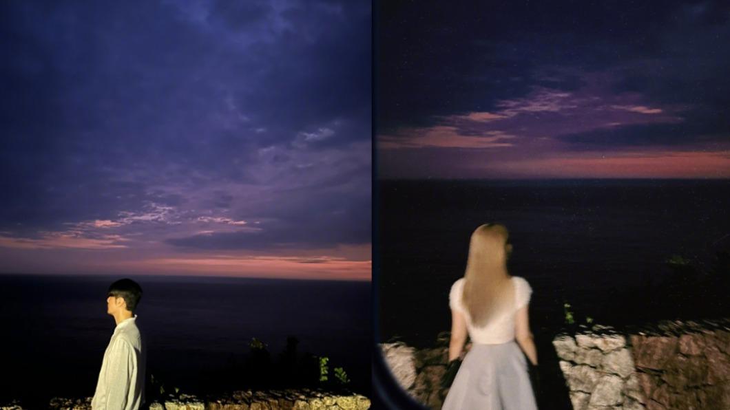 小倆口到海邊約會。（圖／翻攝自李榮浩、楊丞琳微博）