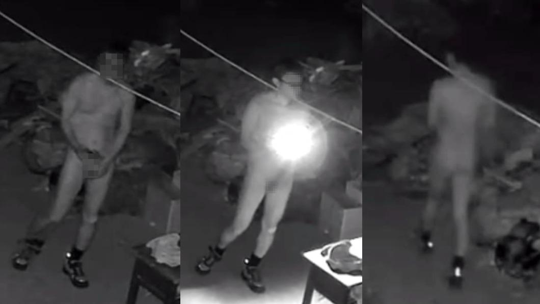 沙鹿休閒景觀步道出現一名持手電筒的裸男。（圖／翻攝自沙鹿之美臉書社團）