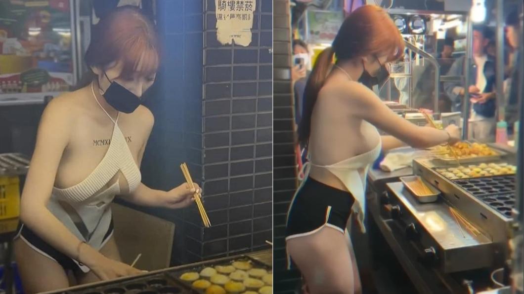 Model skimpy attire at Shilin Market goes viral (Courtesy of Facebook Page 爆廢1公社) Model skimpy attire at Shilin Market goes viral