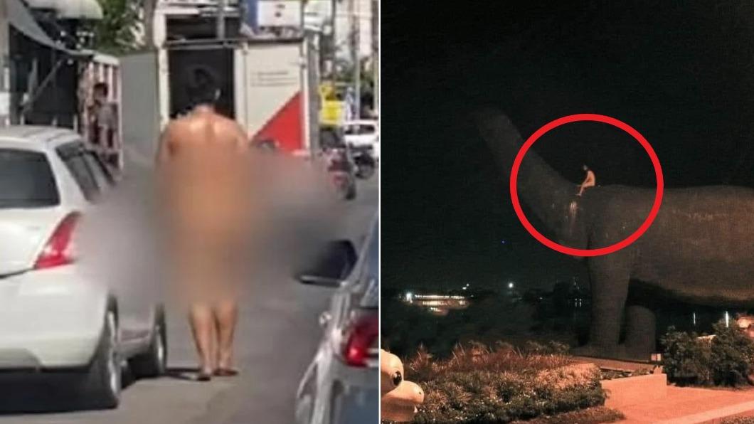泰國街頭21日出現裸男遊蕩的畫面。（圖／翻攝自Thaiger）
