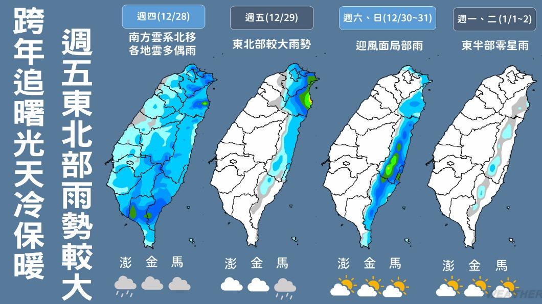 跨年元旦天氣一覽。（圖／TVBS）