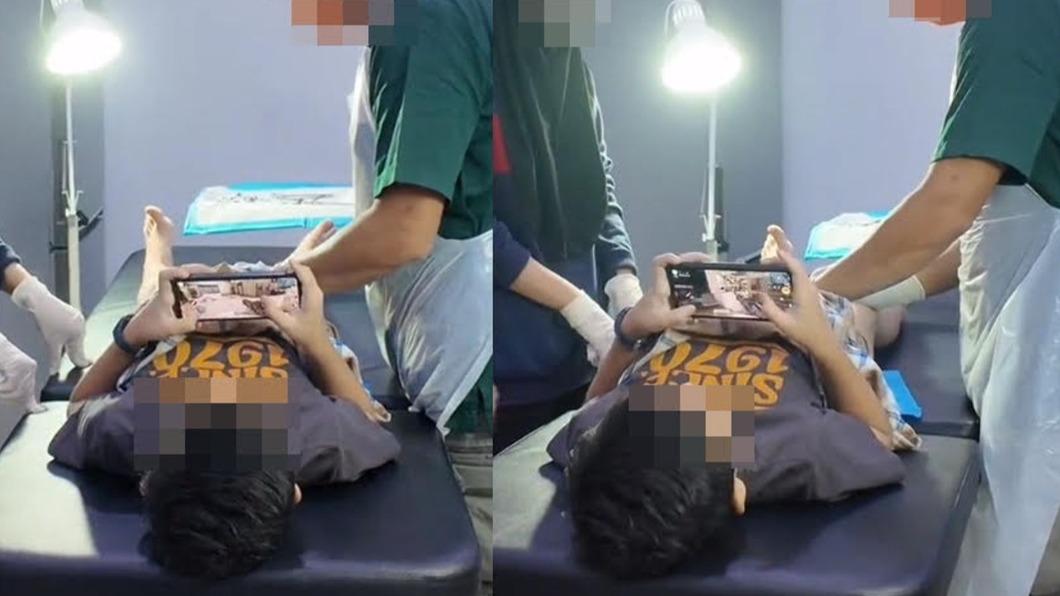 馬來西亞一名男童靠玩手遊淡定接受割包皮手術。（圖／翻攝自抖音@klinikserianggun__）