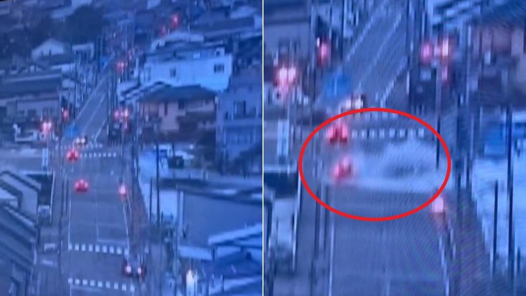 新潟縣上越市有監視器派到汽車遭海水「吞沒」的畫面。（圖／翻攝自X@TheInsiderPaper）