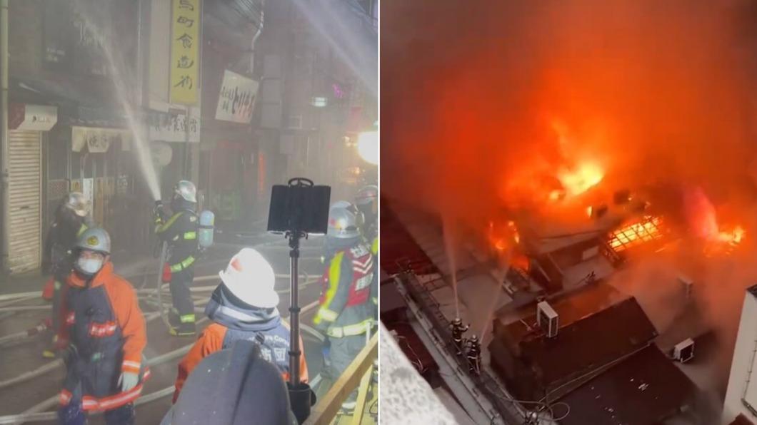 福岡縣北九州市餐廳密集的「鳥町食堂街」3日下午驚見大規模火災。（圖／翻攝自NHK、X@gaasych）