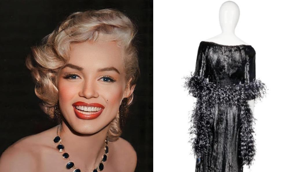 好萊塢傳奇女星瑪麗蓮夢露穿過的晚禮服將於3月拍賣。（圖／翻攝自X@MarilynDiary、PA Media）