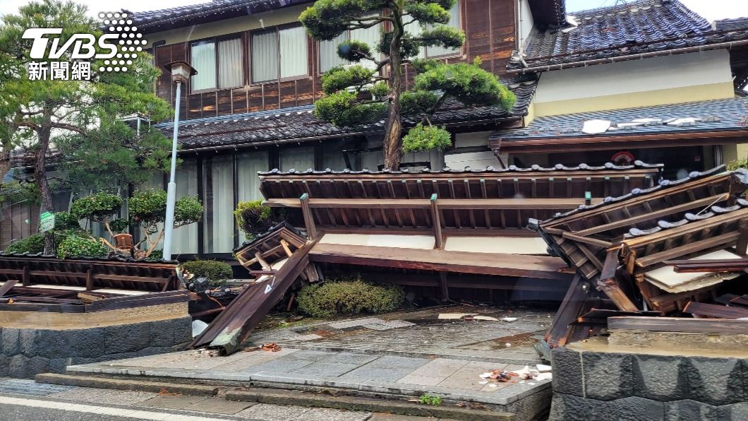日本石川強震造成的住宅財產損失占總損失的2/3以上。（圖／TVBS）