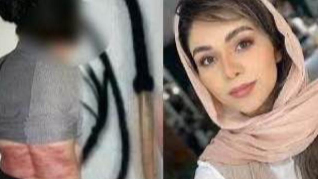伊朗一名女性在公共場所未戴頭巾，遭到鞭刑74下。（圖／翻攝自X@waal_3）