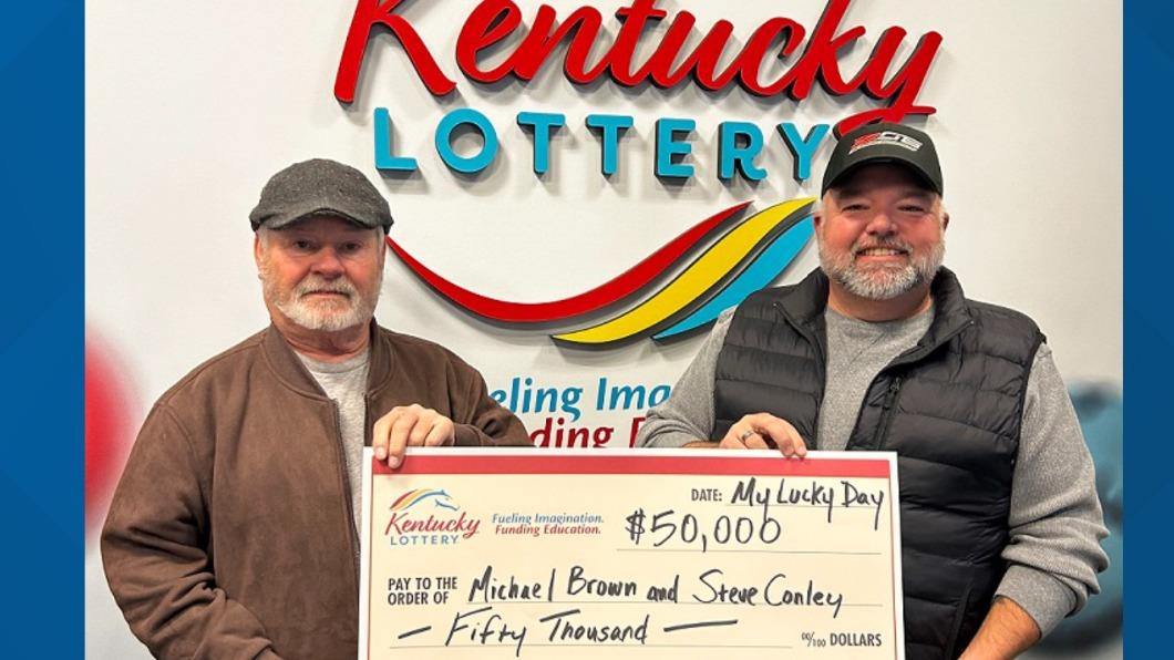 美國有2名男子意外買下對中5萬美元的彩券。（圖／翻攝自Kentucky Lottery）