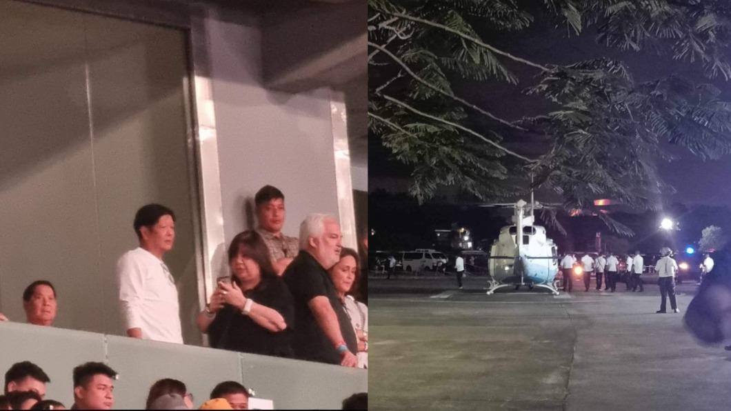 菲律賓總統搭公務直升機前往酷玩演唱會。（圖／翻攝自Ｘ＠philconcerts、AnonymousGalore）