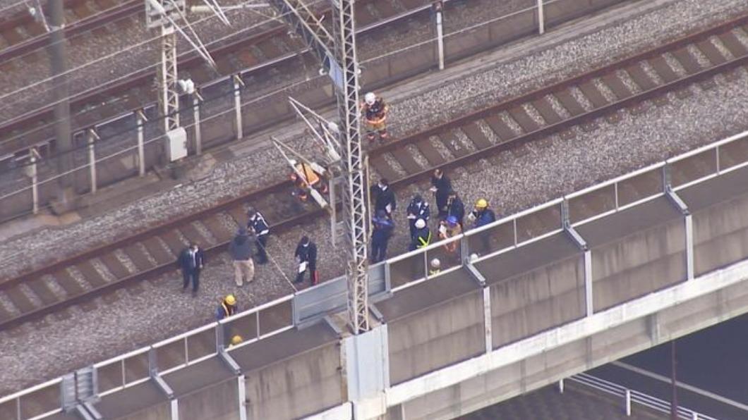 新幹線設備維修現場疑似傳出觸電事故。（圖／翻攝自TBS NEWS DIG）