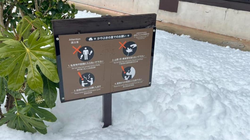 台灣旅行團無視告示牌嬉鬧、打雪仗。（圖／翻攝自@Shushu 自由研究所　臉書）