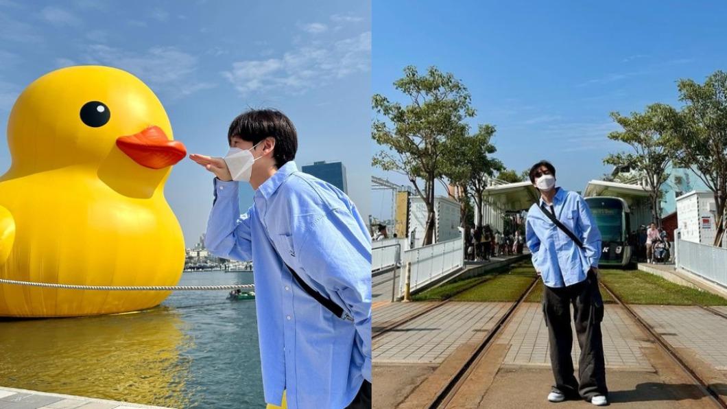 SUPER JUNIOR成員銀赫在社群平台曬出與黃色小鴨的合照。（圖／翻攝自銀赫IG）