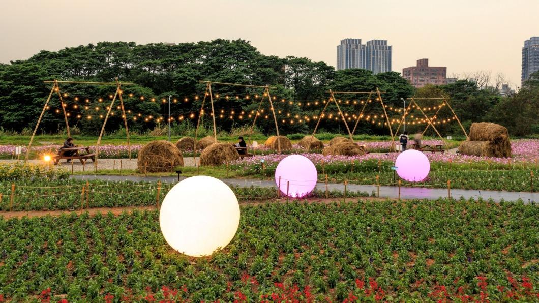 球燈造景讓夜晚更有氛圍。（圖／翻攝自台北水利局臉書，曹正邦攝）