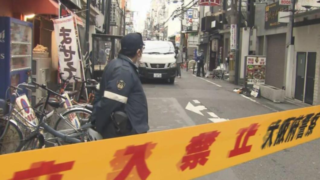 大阪心齋橋地區發生刺傷事件，2名男子被送往醫院。（圖／翻攝自MBS NEWS）