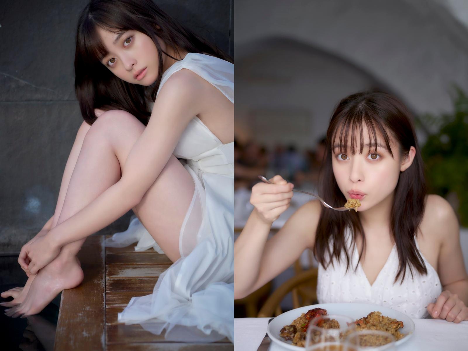 橋本環奈露出白嫩大腿，也讓日本網友讚「美腿」。（圖／翻攝自HK3_BCN推特）