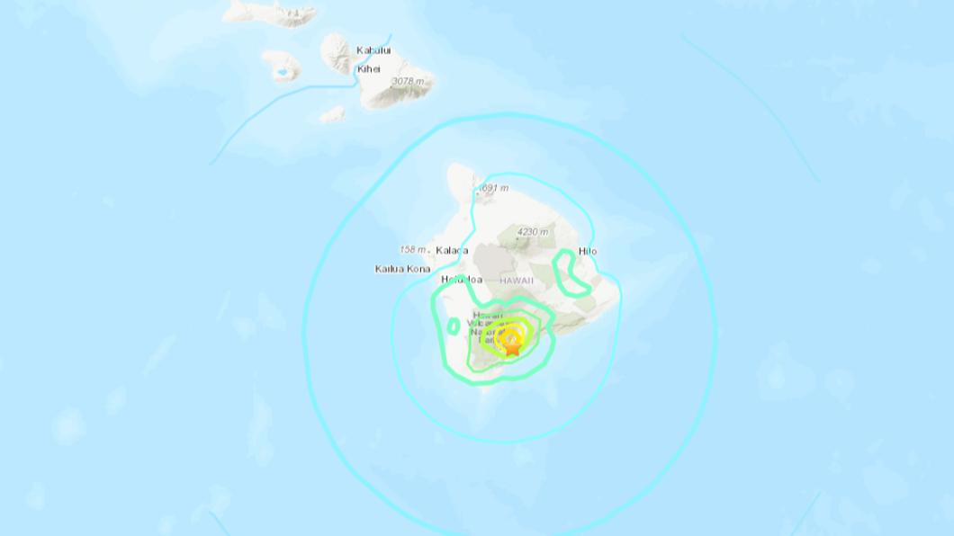 夏威夷大島帕哈拉（Pahala）附近發生規模5.7強震。（圖／翻攝自美國地質調查所）