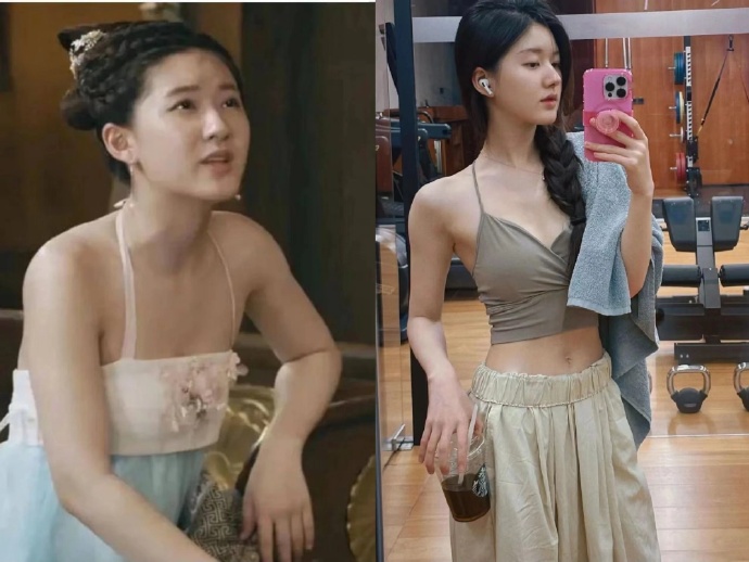 趙露思剛出道時身材較為圓潤（左圖），後來瘦身成功。（圖／翻攝自微博）