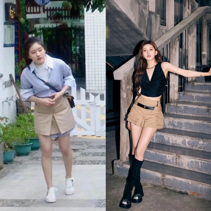 趙露思減肥前後對比圖引發熱議。（圖／翻攝自微博）