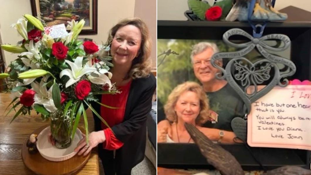 77歲婦人黛安娜在丈夫去世的6年間仍會持續收到他安排的花束。（圖／翻攝自X@ABCWorldNews）