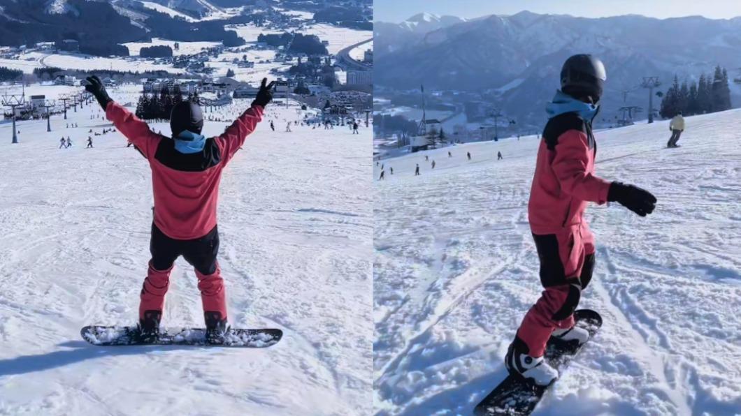 小豬雖然首次滑雪摔不停,但他越滑越有心得。(圖/翻攝自羅志祥IG)