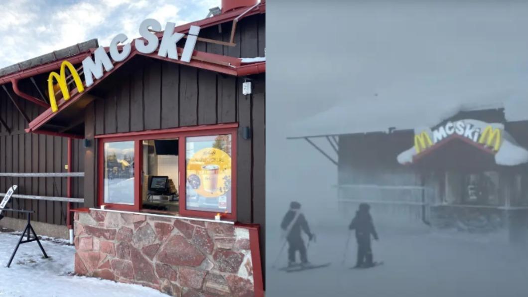 瑞典麥當勞「McSki」全球首推「滑來速」（ski-thru）點餐窗口。（圖／翻攝自《紐約郵報》）