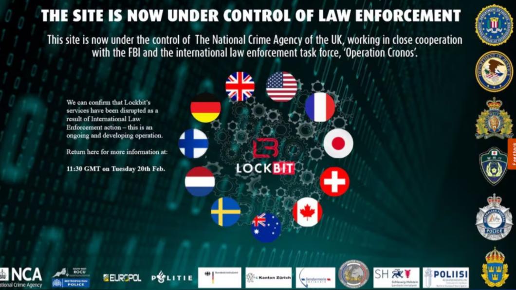 Lockbit網站19日發布公告，服務已因國際執法行動中斷。（圖／翻攝自Lockbit）