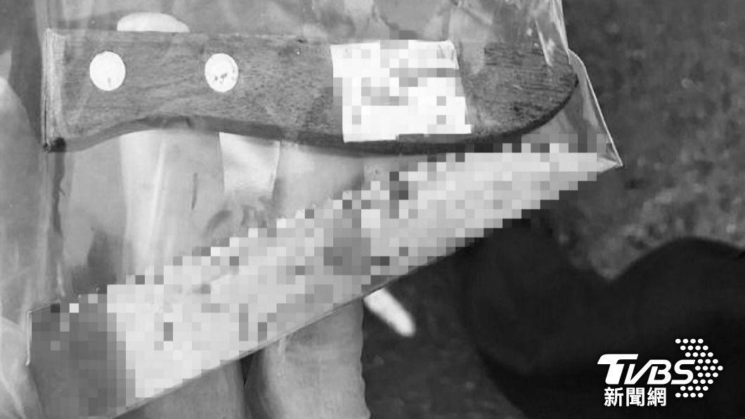 刀身、刀柄疑因用力過猛而分離。（圖／TVBS）