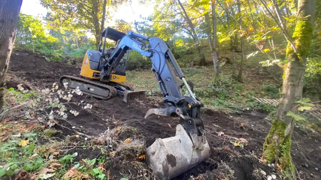 西雅圖一名無家可歸男子用偷來的挖土機在公園裡挖掘、建造房子。（圖／翻攝自紐約郵報）