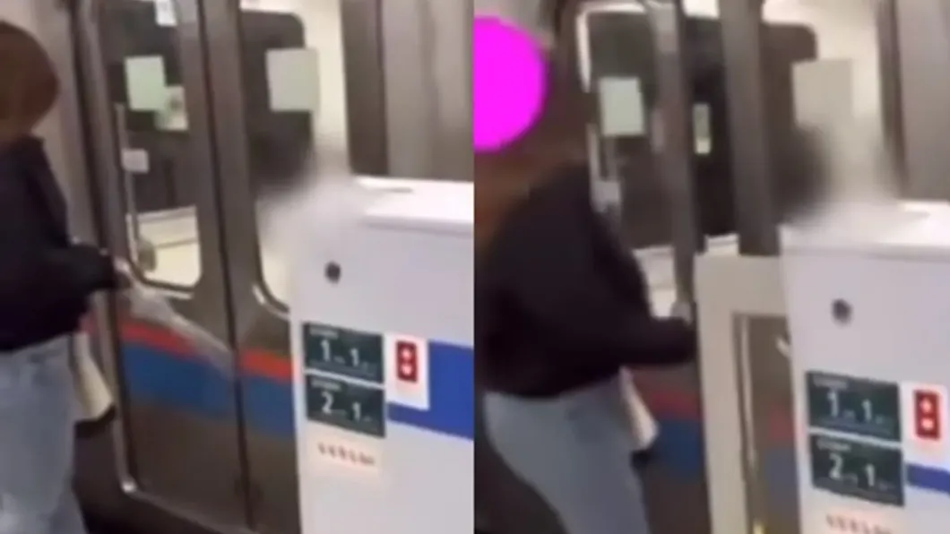魚漿夫婦在臉書分享一段日本女性搭電車時，利用雨傘卡住車門，就為了方便自己上車。（圖／翻攝自魚漿夫婦臉書）